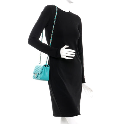 Chanel Caviar Quilted Mini Square Flap Turquoise 2 of 8