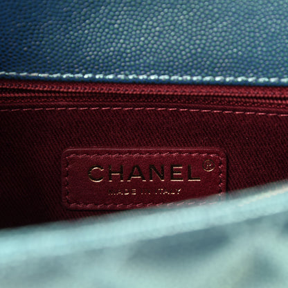 Chanel Metallic Caviar Quilted Small Coco Handle Flap Blue 8 of 11