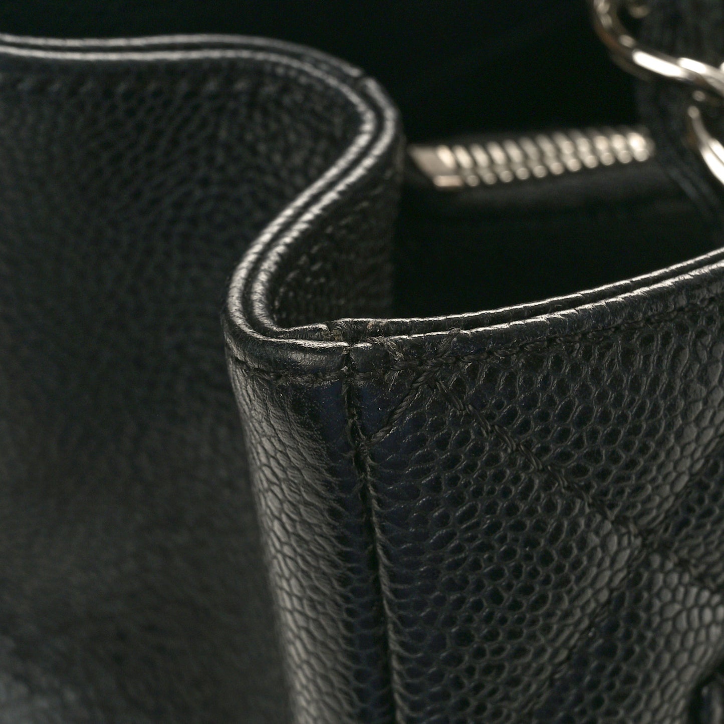Caviar Quilted Grand Shopping Tote GST Black