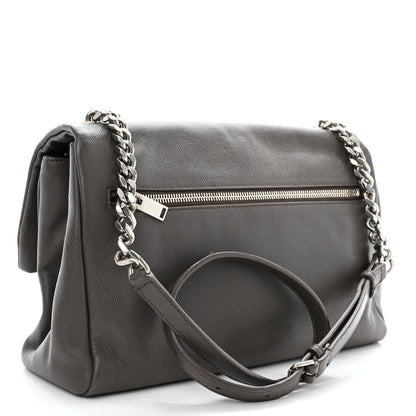 Saint Laurent Grain De Poudre Medium West Hollywood Monogram Fold-Over Earth 3 of 10