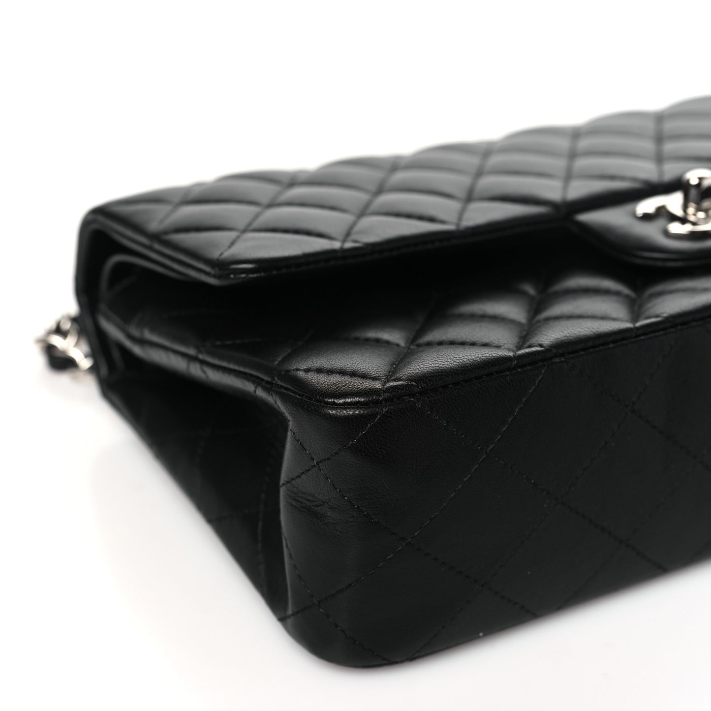 Lambskin Quilted Medium Double Flap Black