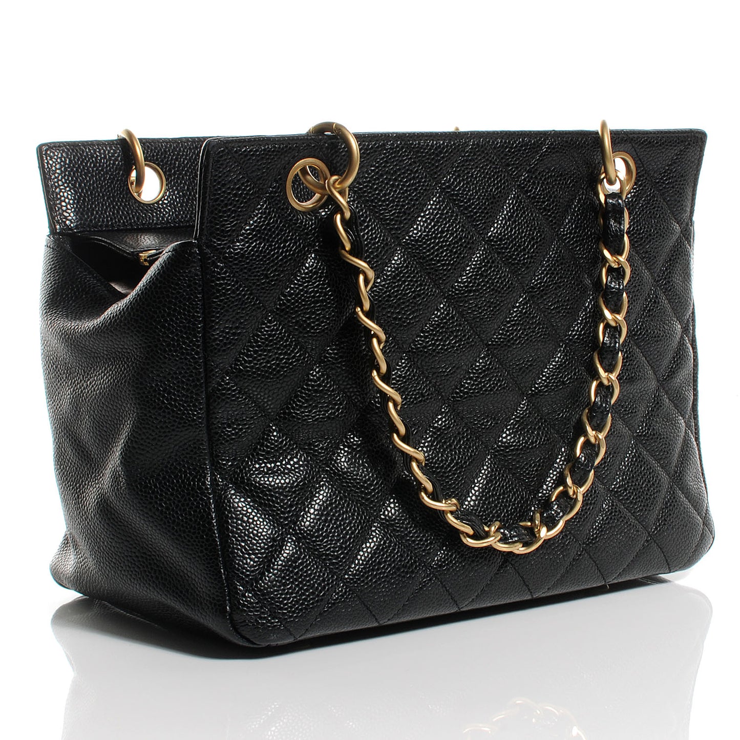 Caviar Quilted Petit Timeless Tote PTT Black