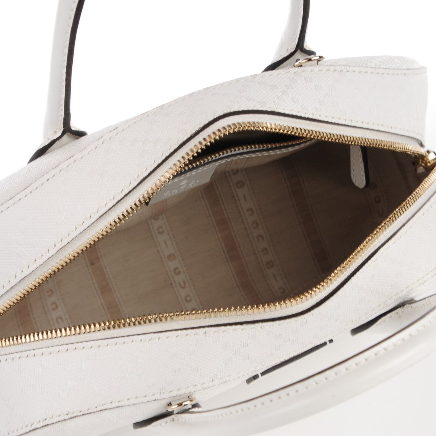 Bright Diamante Calfskin Small Top Handle Bag White