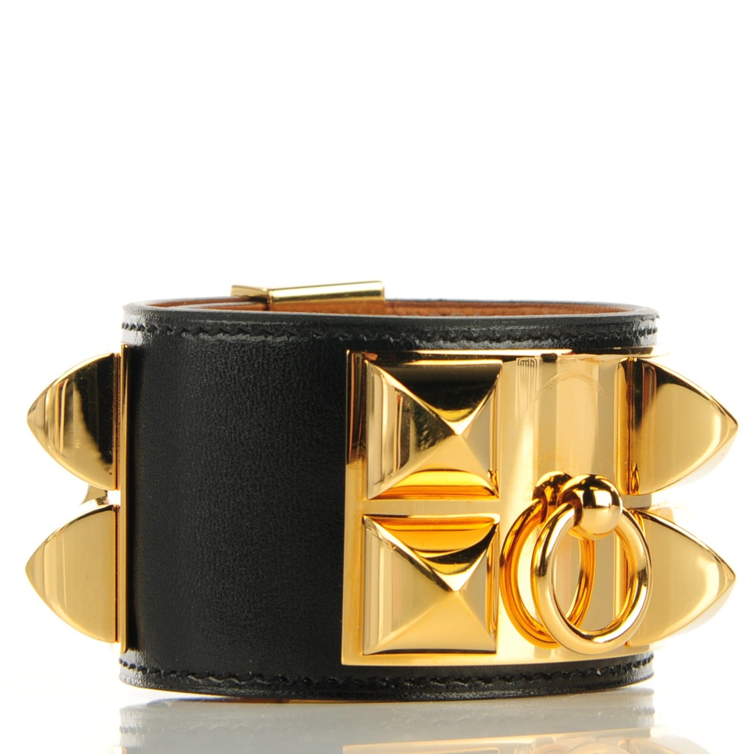 Hermes Box Calfskin Collier de Chien CDC Bracelet S Black 3 of 6