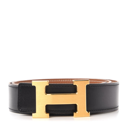 Hermes Box Togo H Belt 80 Black Gold 1 of 5