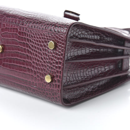 Saint Laurent Calfskin Crocodile Embossed Baby Sac De Jour Bordeaux 7 of 10
