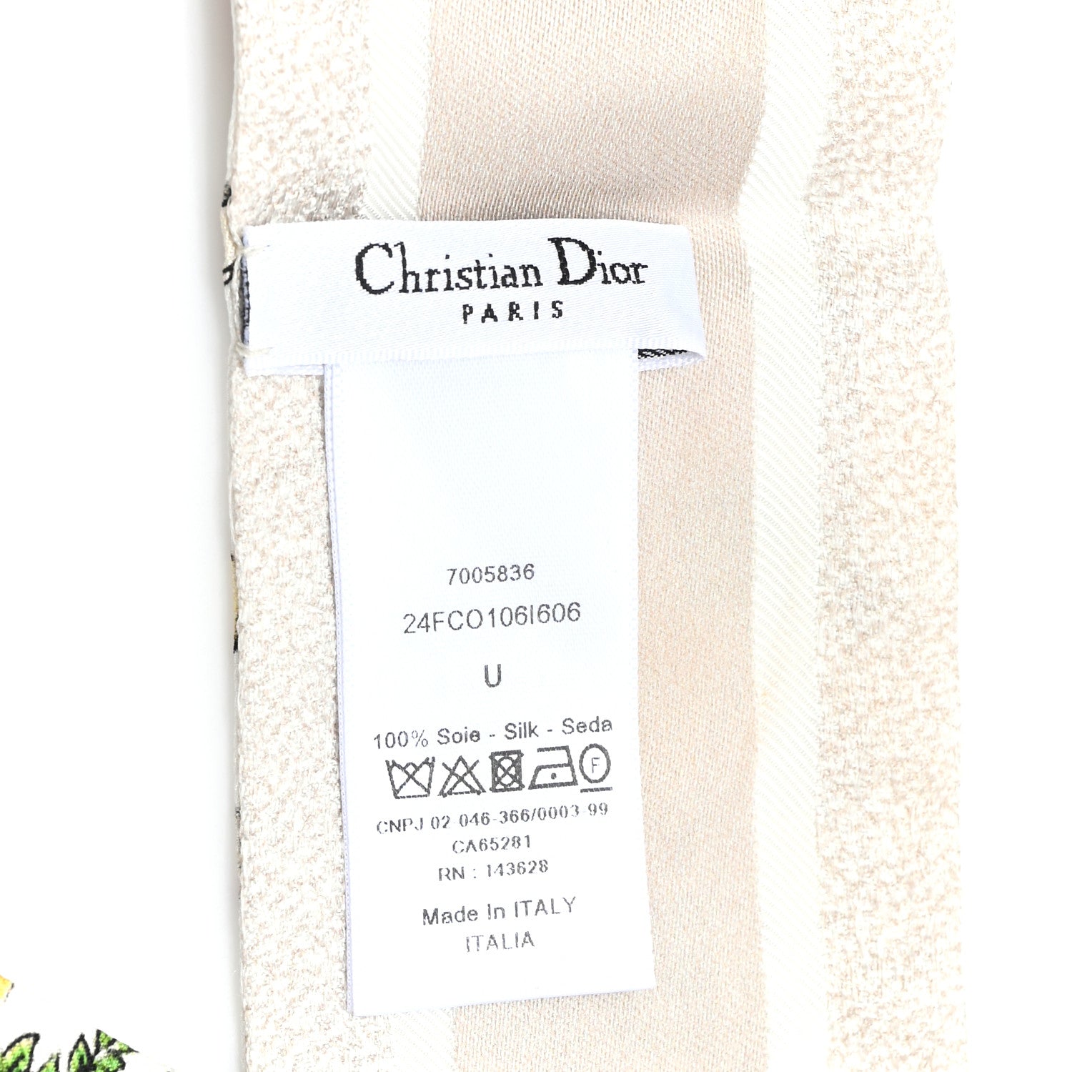 Christian Dior Silk Twill D-Floral Mitzah Scarf White Multicolor