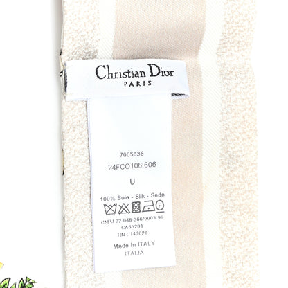 Christian Dior Silk Twill D-Floral Mitzah Scarf White Multicolor 3 of 4