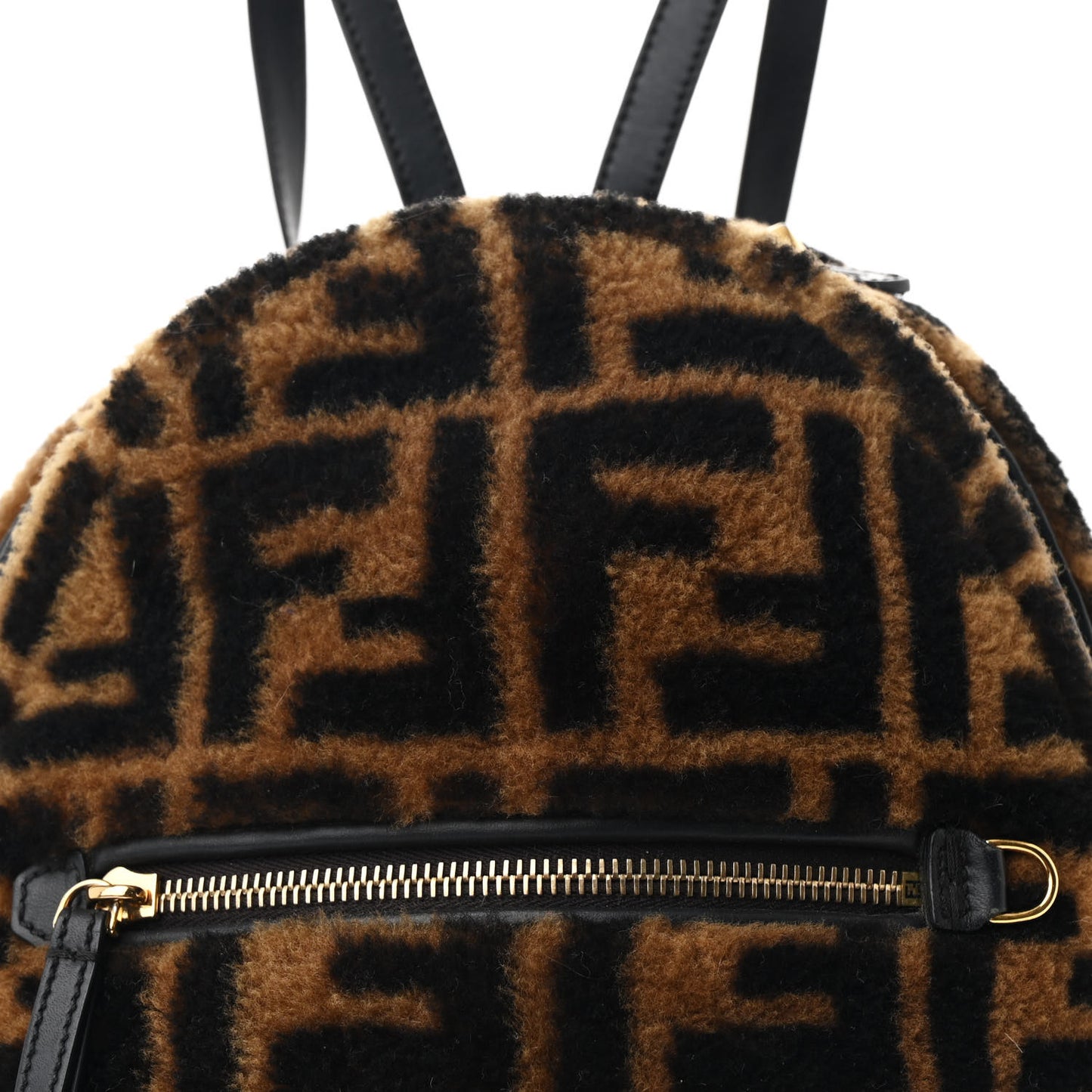 Shearling Macro FF 1974 Mini Backpack Tobacco Black