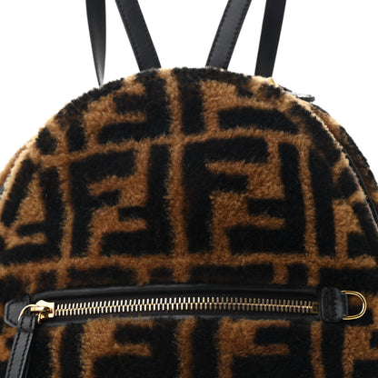 Fendi Shearling Macro FF 1974 Mini Backpack Tobacco Black 8 of 10