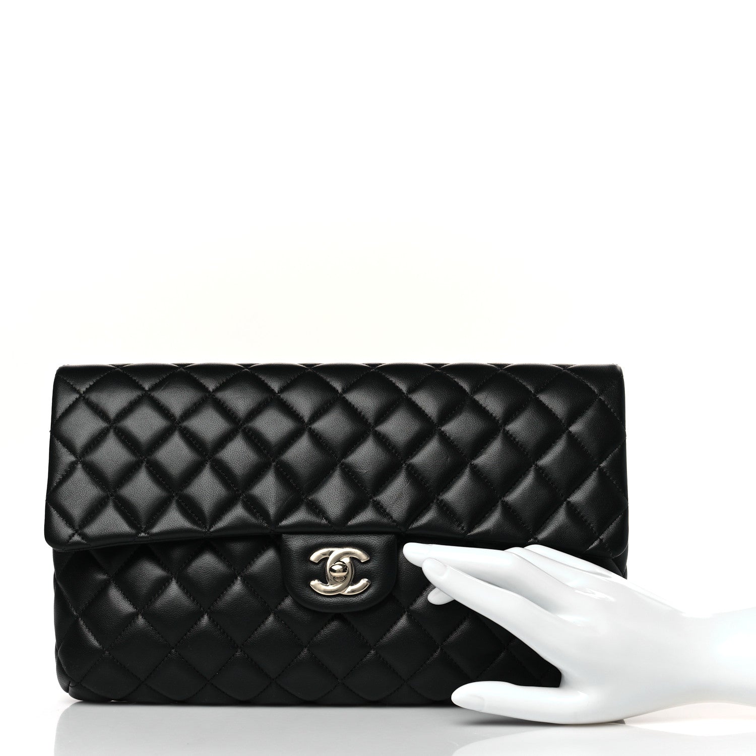 Chanel Lambskin Quilted Flap Clutch Black 2 of 9