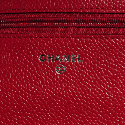 Chanel Caviar Quilted Wallet on Chain WOC Red 6 of 9