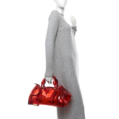 Burberry Vinyl Metallic Watersnake Blaze Satchel Red 2 of 13
