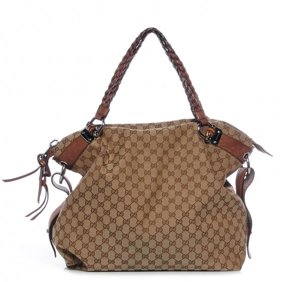 Gucci Monogram Large Bamboo Bar Tassel Shoulder Bag Brown 1 of 8