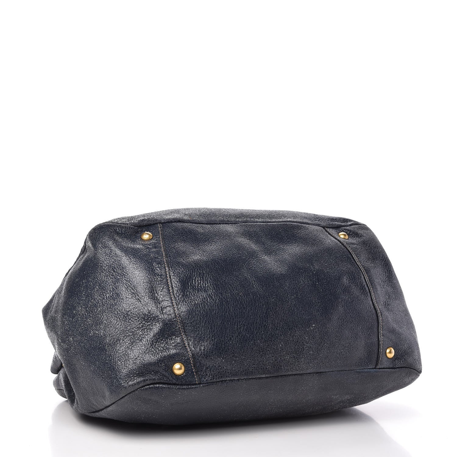 Prada Metallic Vitello Daino Tote Dark Blue 4 of 10