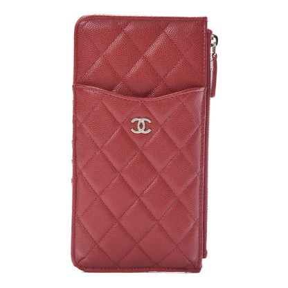 Chanel Caviar Quilted Classic Flat Wallet Pouch Red 1 of 8