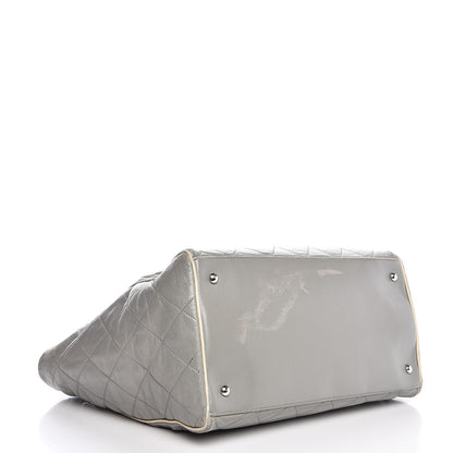 Chanel Glazed Lambskin Quilted Large North South Tote Grey 4 of 15