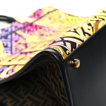 Fendi X VERSACE Canvas Printed Plexiglass Fendace FF Baroque XL Fendi Sunshine Shopper Tote Gold 9 of 12