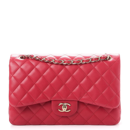 Chanel Lambskin Quilted Jumbo Double Flap Dark Pink 1 of 9
