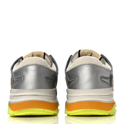 Gucci Metallic Calfskin Suede Womens Ultrapace Sneakers 35.5 Silver Oatmeal 6 of 19