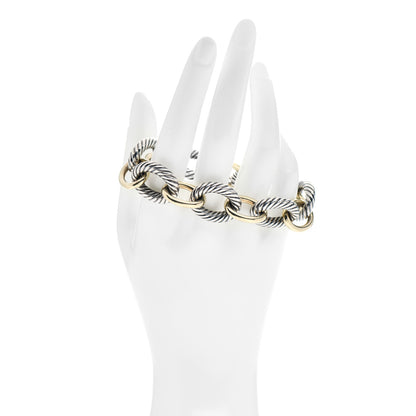 David Yurman Sterling Silver 18K Yellow Gold 17mm Extra Large Oval Link Bracelet 2 of 4