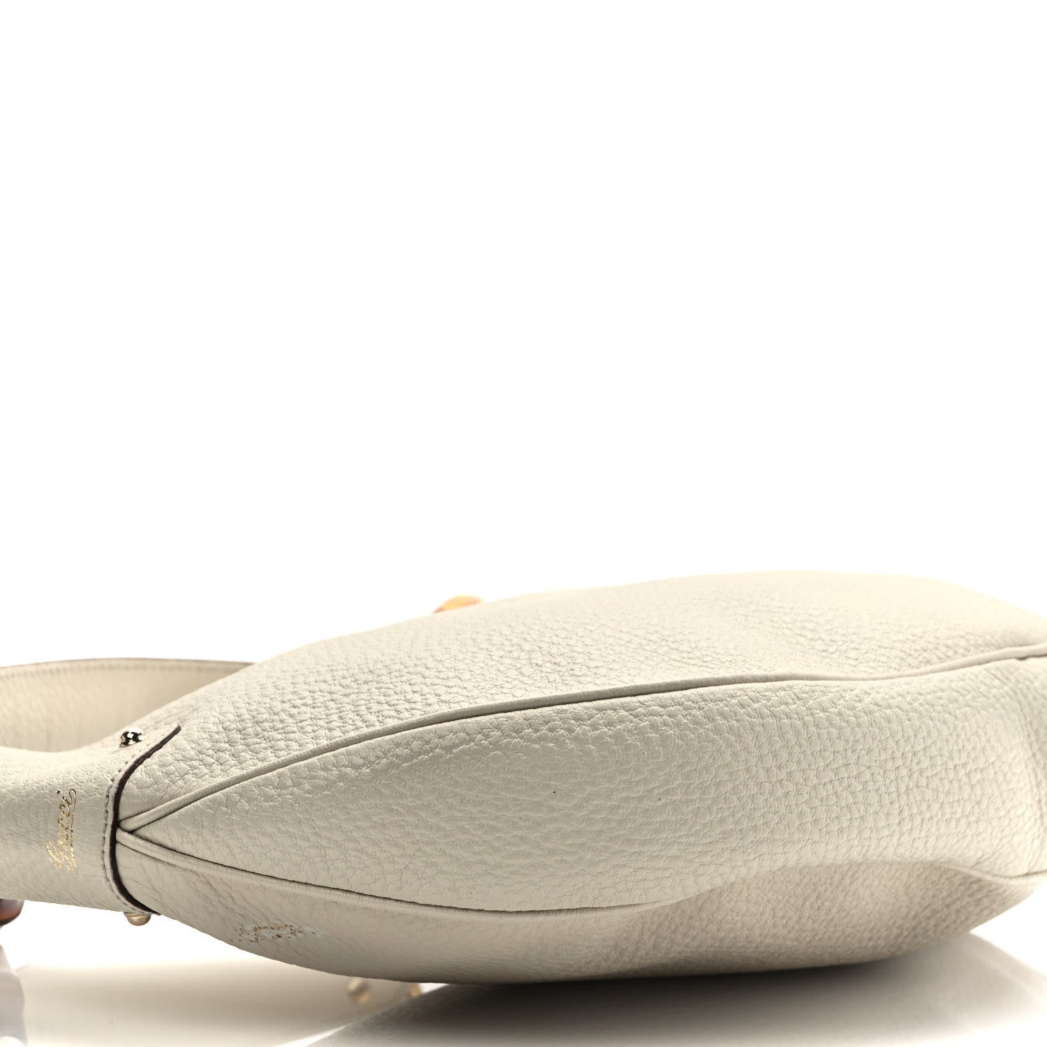 Gucci Pebbled Calfskin Bamboo Ring Hobo Ivory 5 of 10