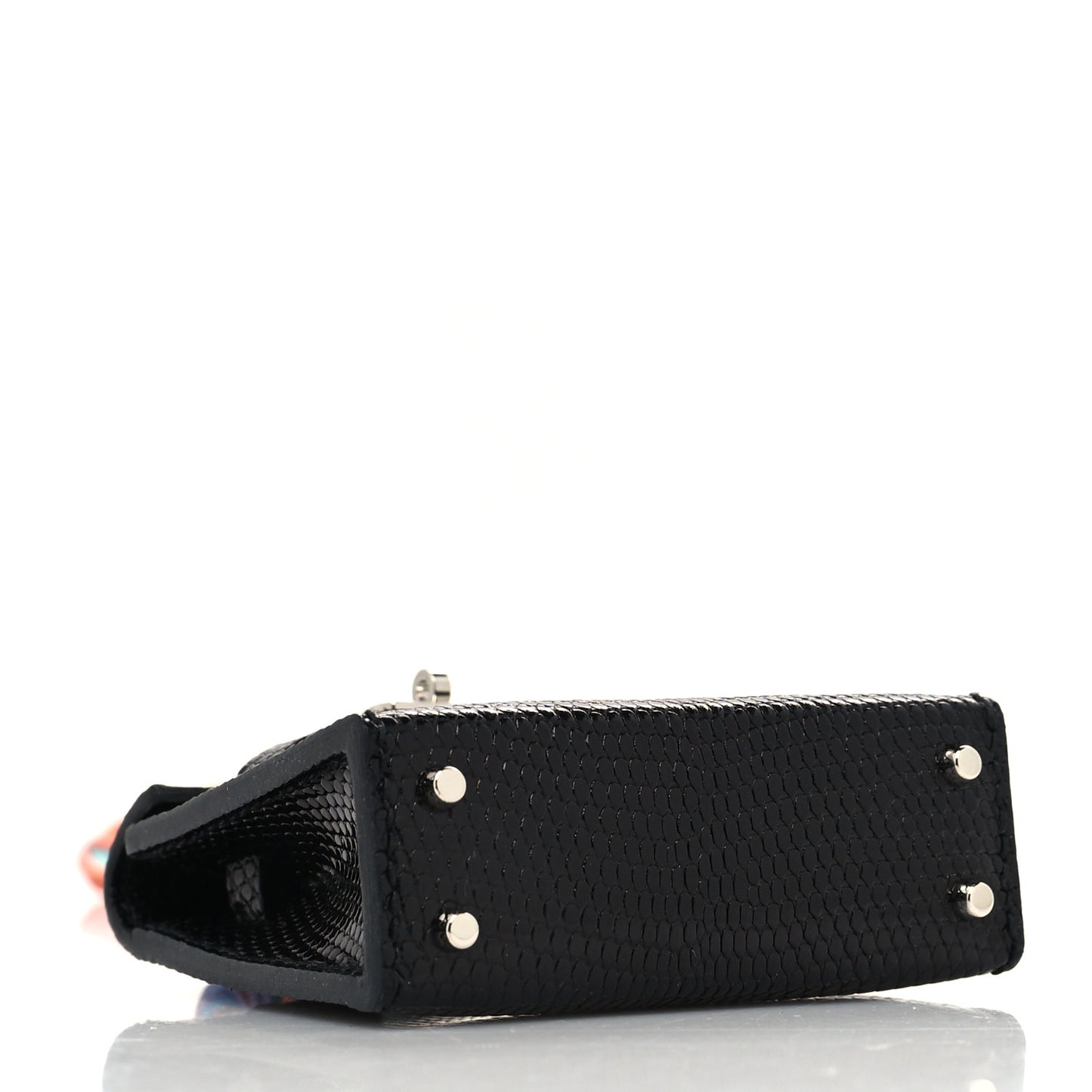 Lizard Mini Kelly Twilly Bag Charm Black