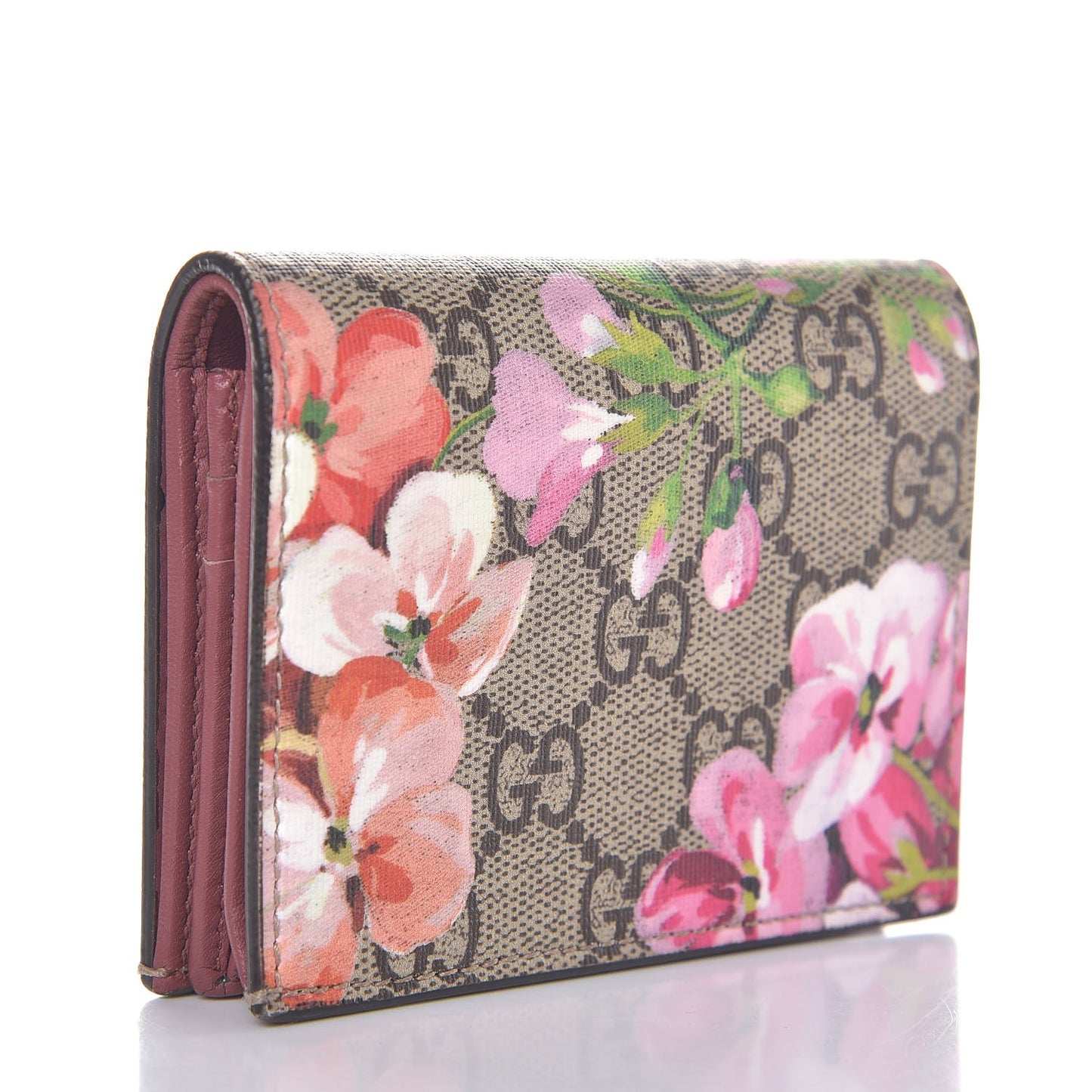 GG Supreme Monogram Blooms Card Case Beige Multicolor Dry Rose