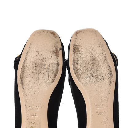 Gucci Kid Scamosciato GG Marmont Fringe Flats 36.5 Black 8 of 12