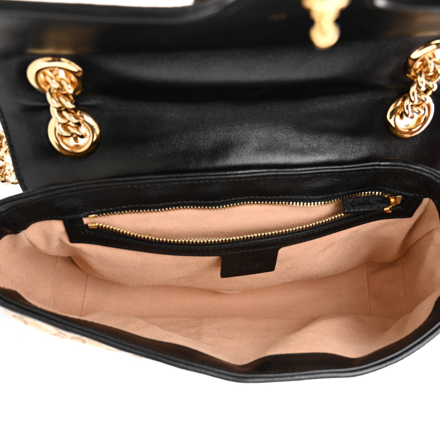 Gucci Monogram Matelasse Diagonal Small GG Marmont Shoulder Bag Beige Black 5 of 10