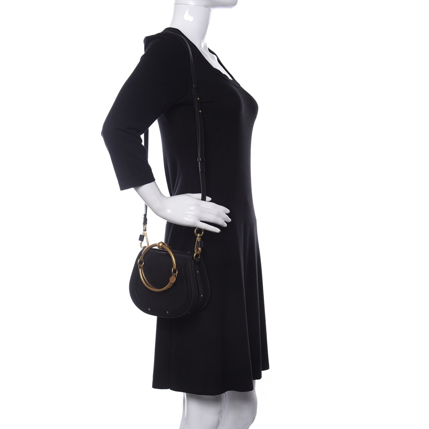 Calfskin Suede Small Nile Bracelet Bag Black