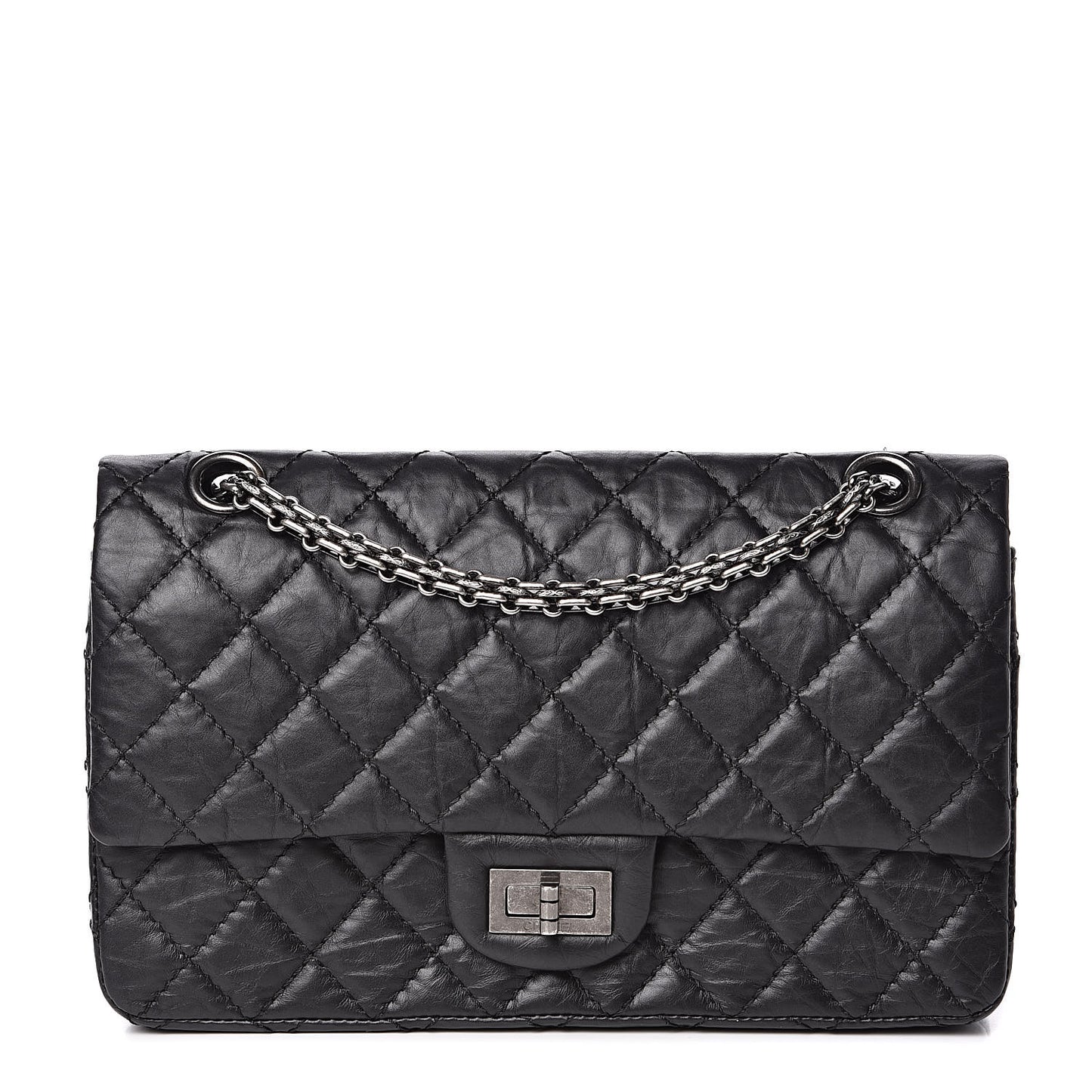 Aged Calfskin Quilted 2.55 Reissue 225 Flap Black