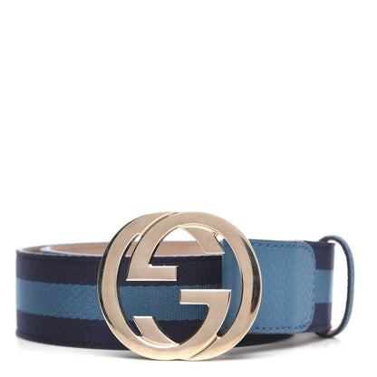 Gucci Calfskin Web Interlocking G Belt 85 34 Light Blue 1 of 5