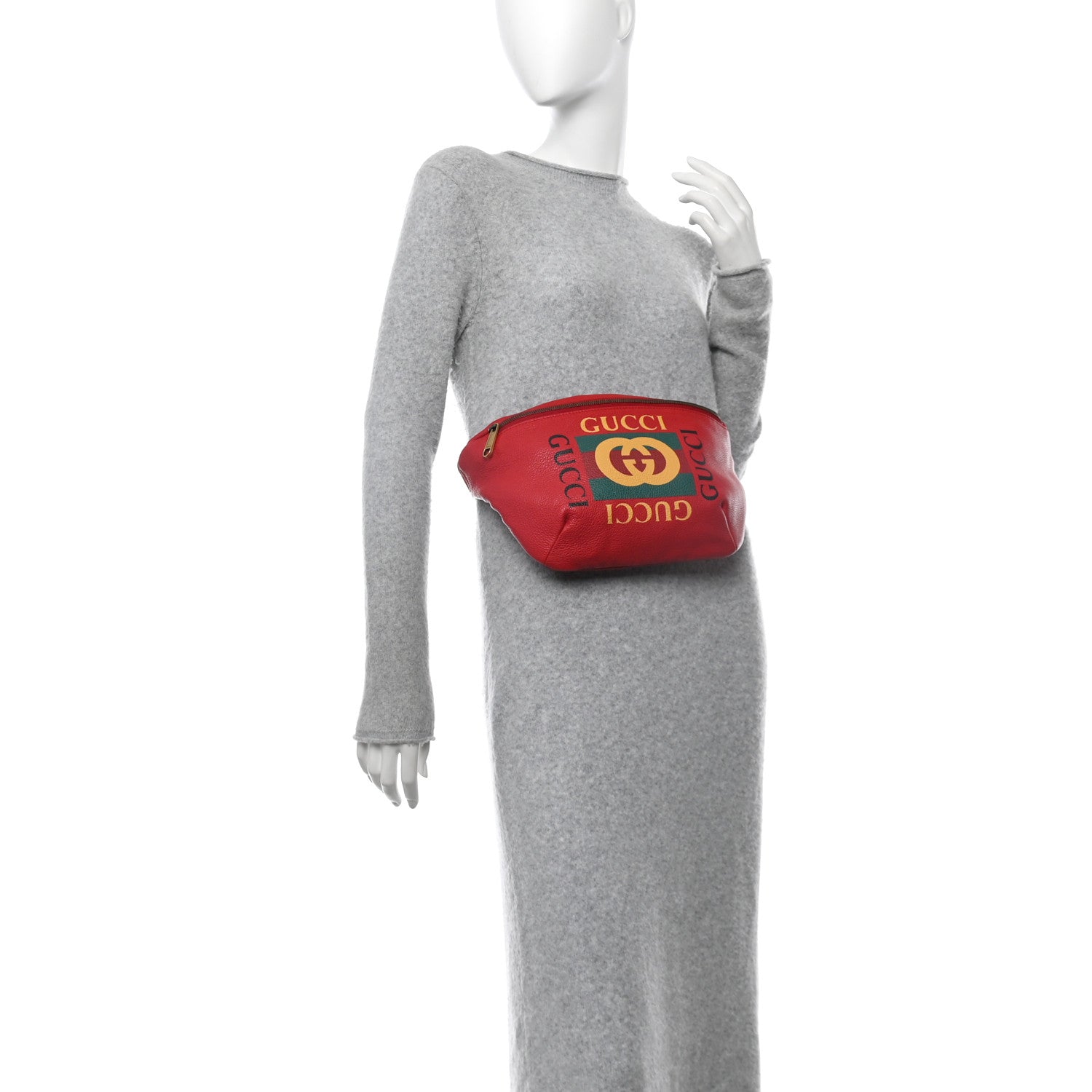 Gucci Grained Calfskin Logo Belt Bag Hibiscus Red 2 of 10