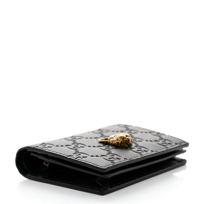 Gucci Guccissima Signature Crystal Cat Card Case Wallet Black 4 of 7