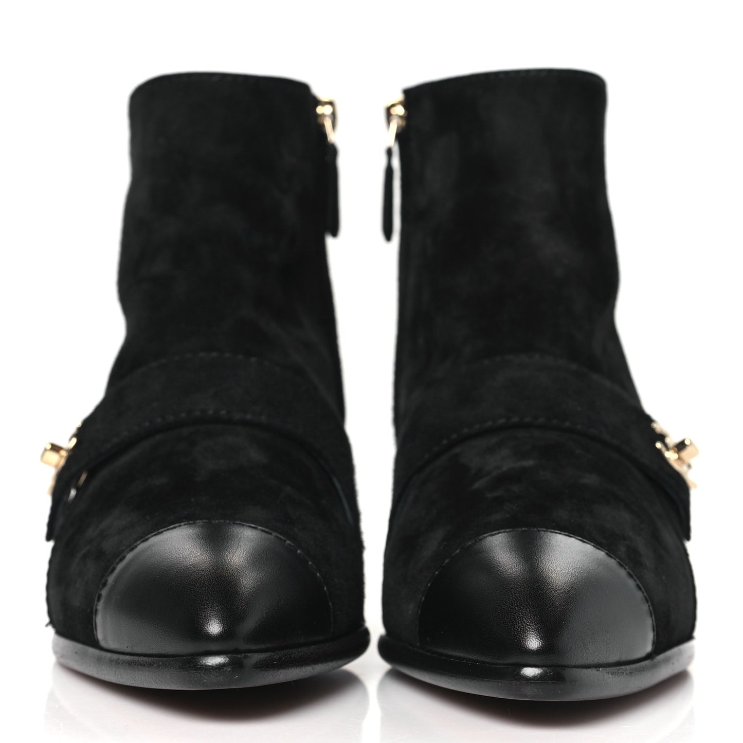 Suede Calfskin CC Turnlock Short Boots 36 Black