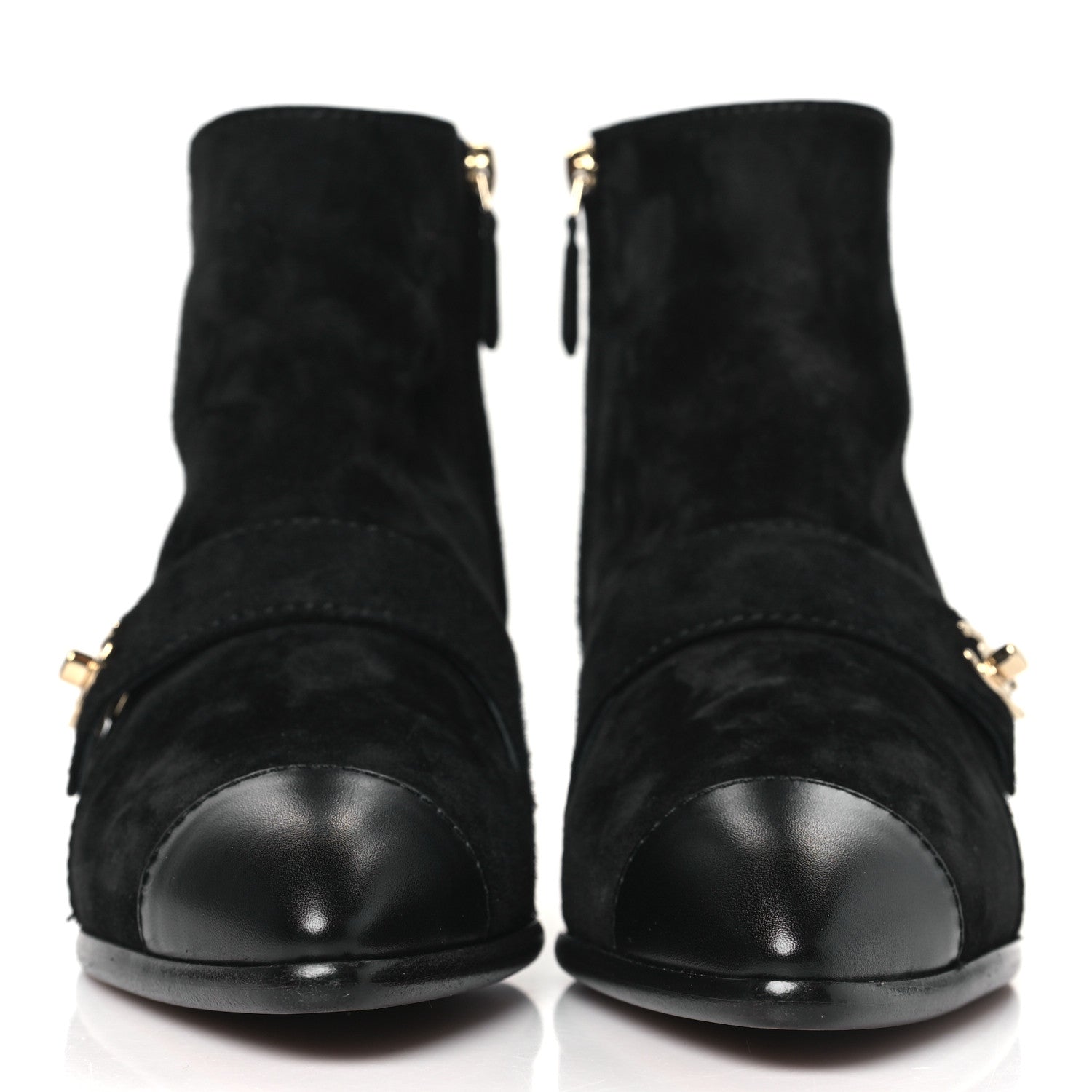 Chanel Suede Calfskin CC Turnlock Short Boots 36 Black 2 of 9