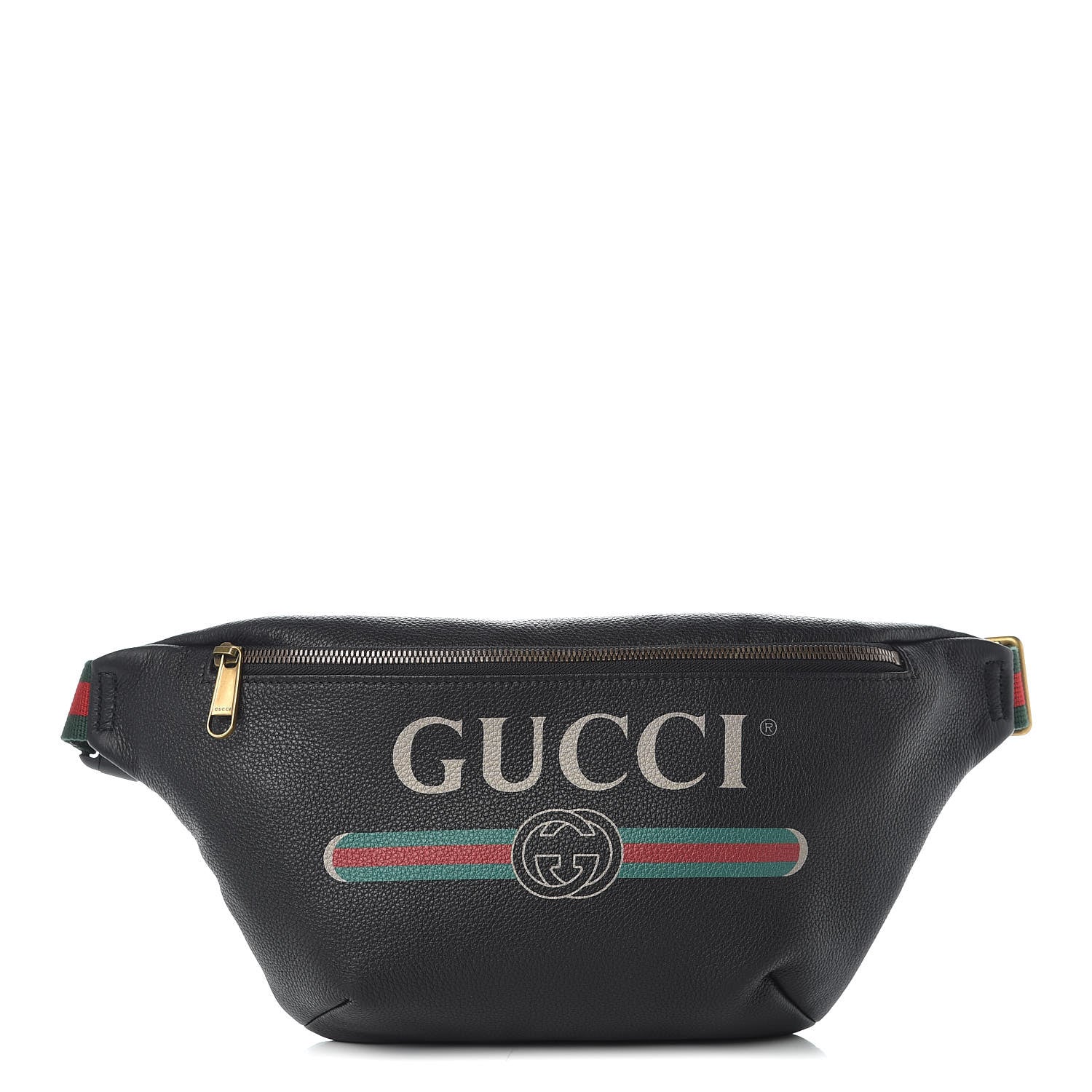 Gucci Grained Calfskin Logo Belt Bag Black 1 of 9