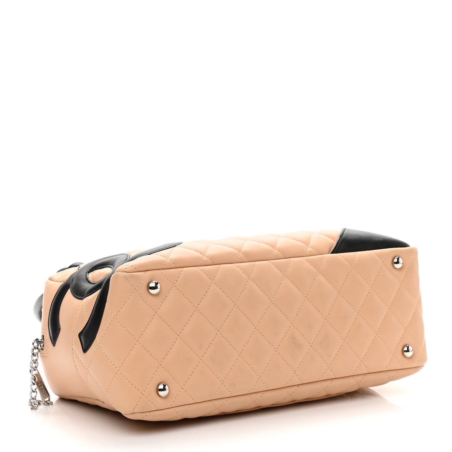 Calfskin Quilted Large Cambon Bowler Beige Black