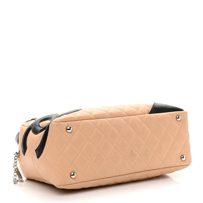 Chanel Calfskin Quilted Large Cambon Bowler Beige Black 4 of 12