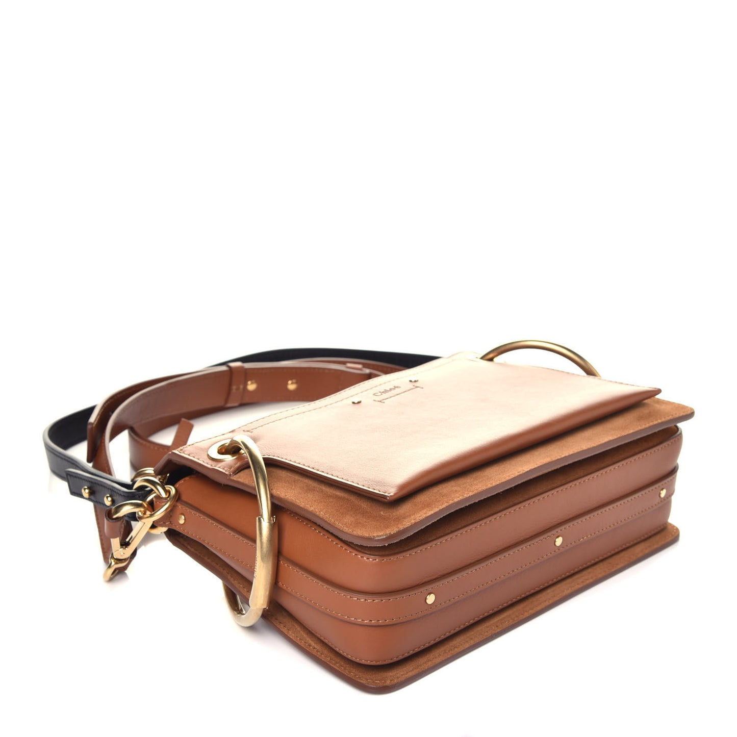 Calfskin Suede Small Roy Bag Caramel