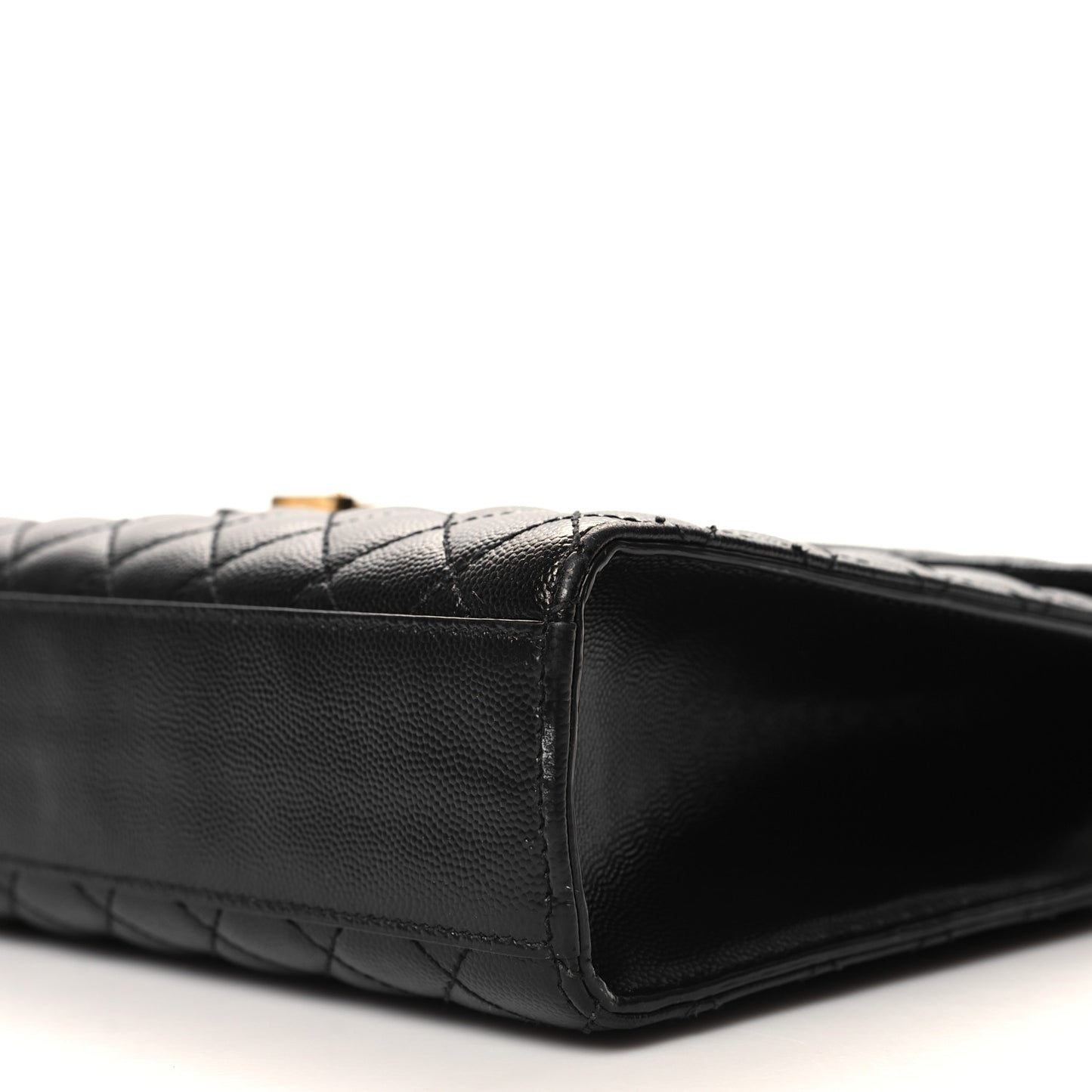 Grain De Poudre Textured Mixed Matelasse Large Triquilt Monogram Satchel Black