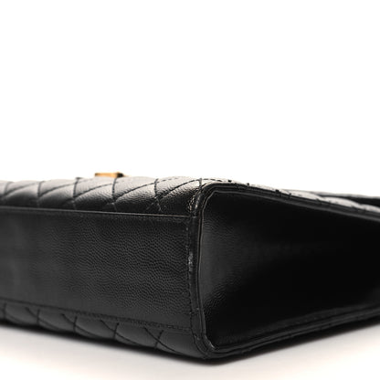 Saint Laurent Grain De Poudre Textured Mixed Matelasse Large Triquilt Monogram Satchel Black 9 of 12