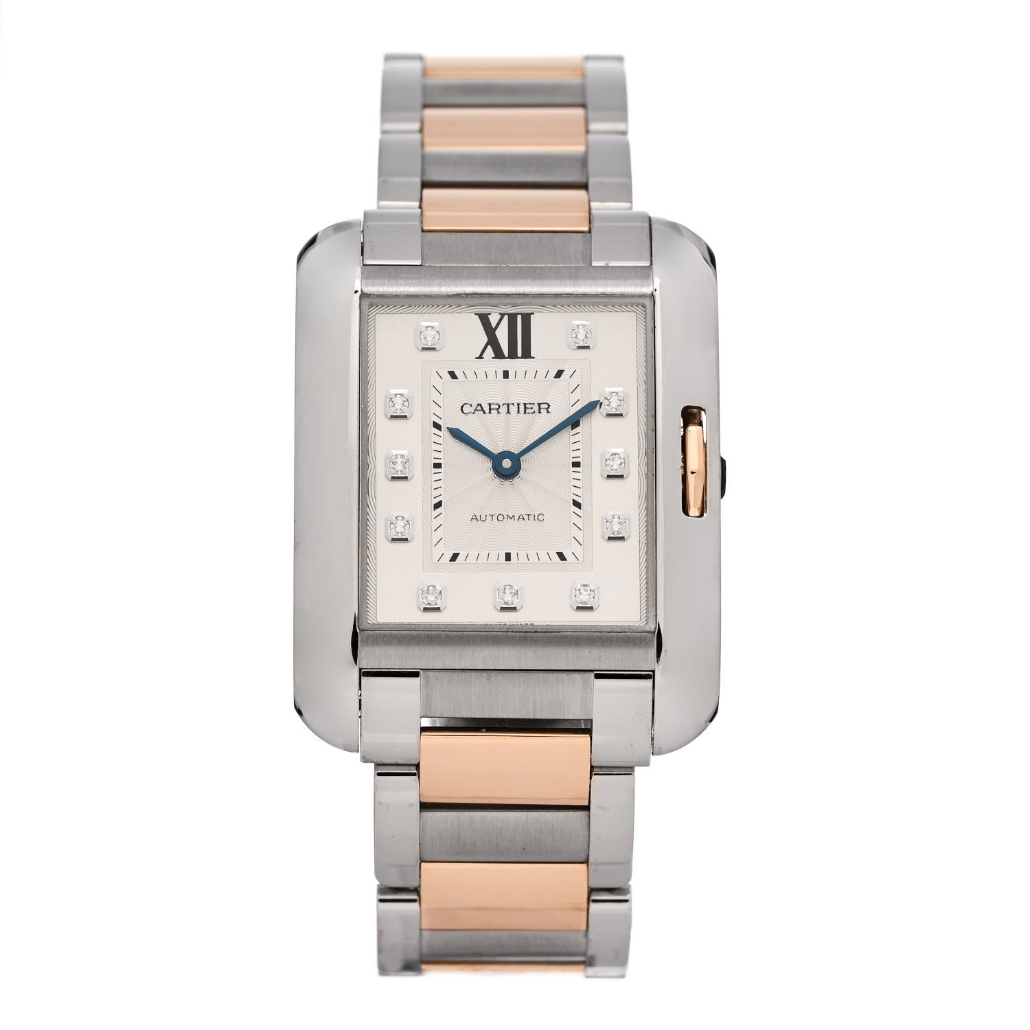 Cartier Stainless Steel 18K Pink Gold Diamond 30mm Tank Anglaise Automatic Watch 1 of 5