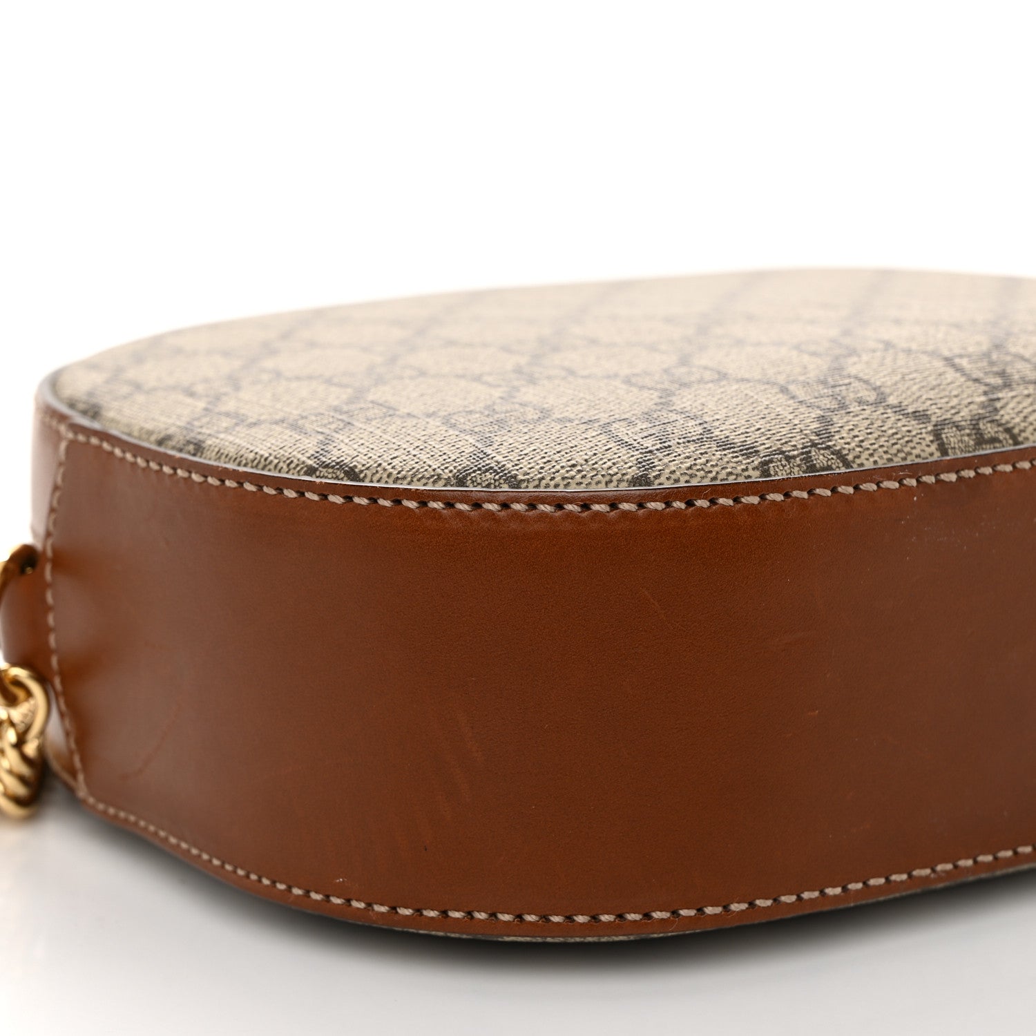 Gucci GG Supreme Monogram Cuoio Toscano Mini Chain Shoulder Bag Beige Ebony Cuir 9 of 10