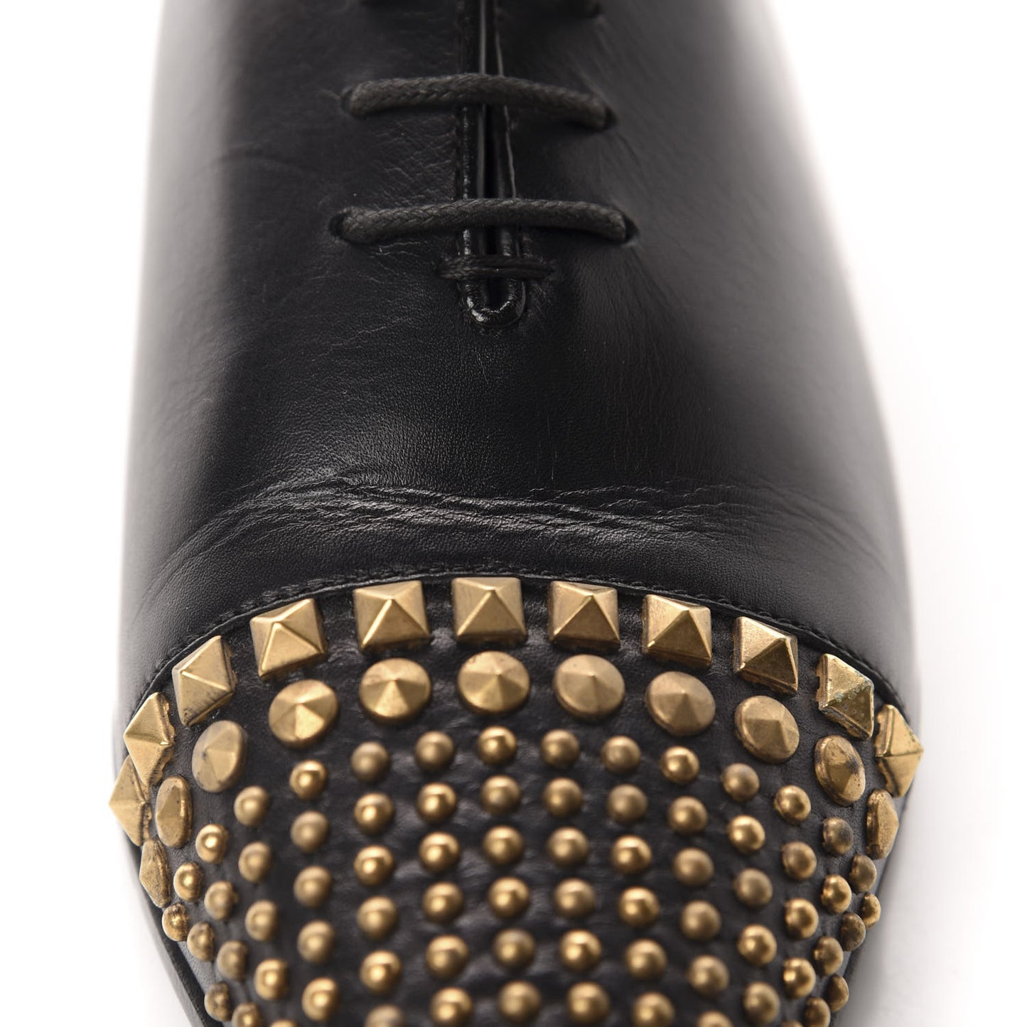 Calfskin Studded Lace Up Oxford 36 Black