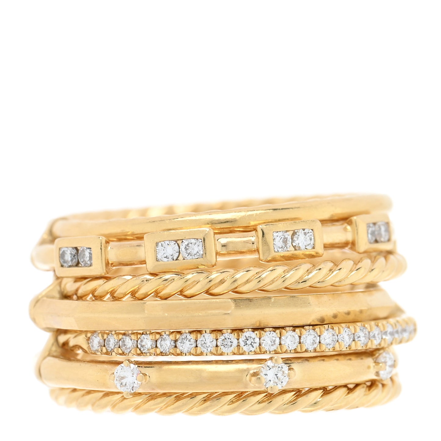 18K Yellow Gold Diamond Stax Seven-Row Ring 52 6