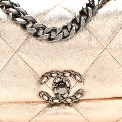 Chanel Metallic Lambskin Quilted Medium Chanel 19 Flap Gold 8 of 10
