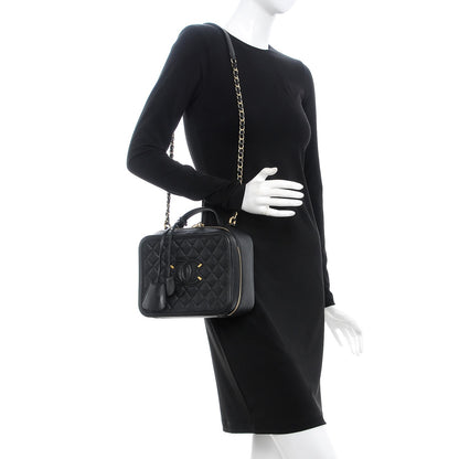 Chanel Caviar Quilted Large CC Filigree Vanity Case Black 2 of 6