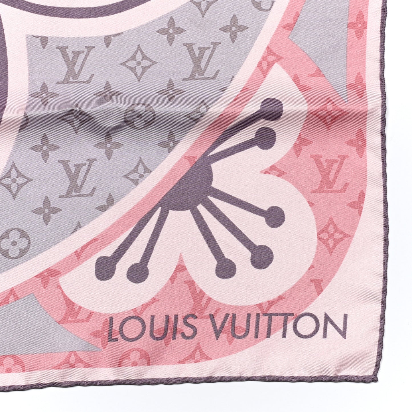 Silk Monogram Floral Scarf Pink